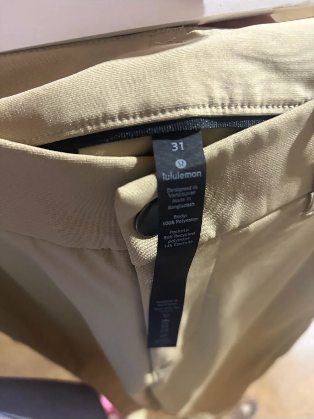 Lululemon – Commission Pant Slim Warpstreme 34” – Tofino Sand – Sz. 31